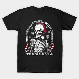 Christmas starts with Coffee Team Santa Skeleton Vintage T-Shirt